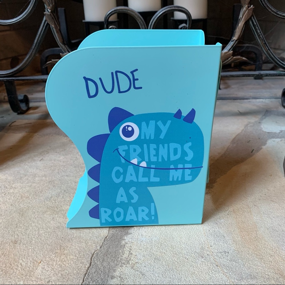 Dinosaur Blue Adjustable Bookends Desktop Bookshelf